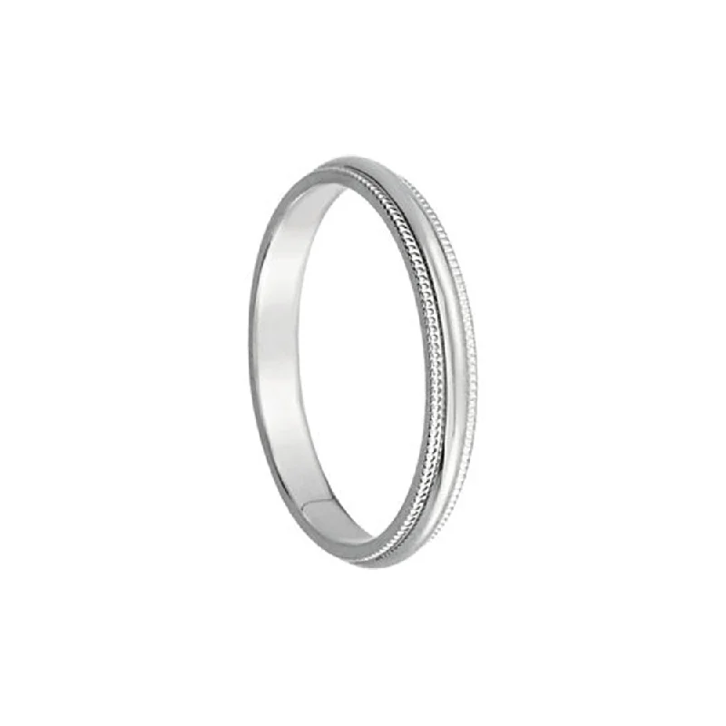 Ladies ring emotional symbols-2.5mm Milgrain Edge Domed Band in Platinum