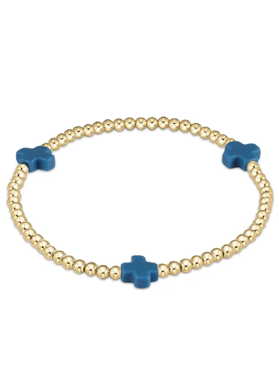 Ladies bracelets minimalist designs-eGIRL SIGNATURE CROSS BRACELET - COBALT