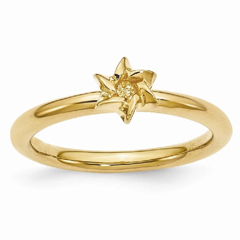 Ladies ring friendship rings-Gold Tone Sterling Silver Stackable 7mm Star of David Ring