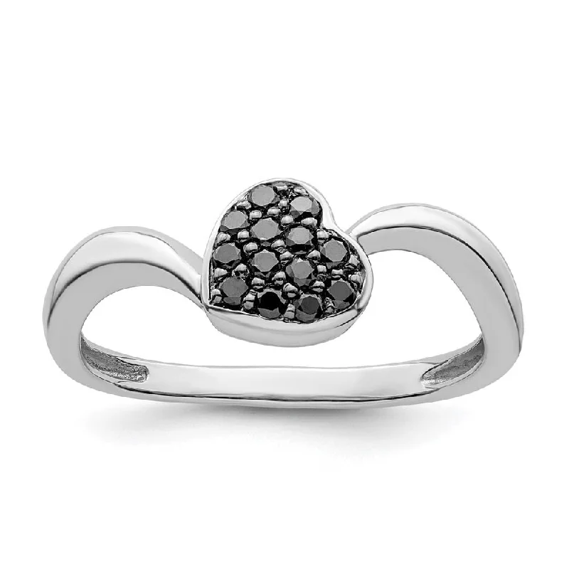 Ladies ring store finds-1/6 Cttw Black Diamond 7mm Heart Ring in Sterling Silver