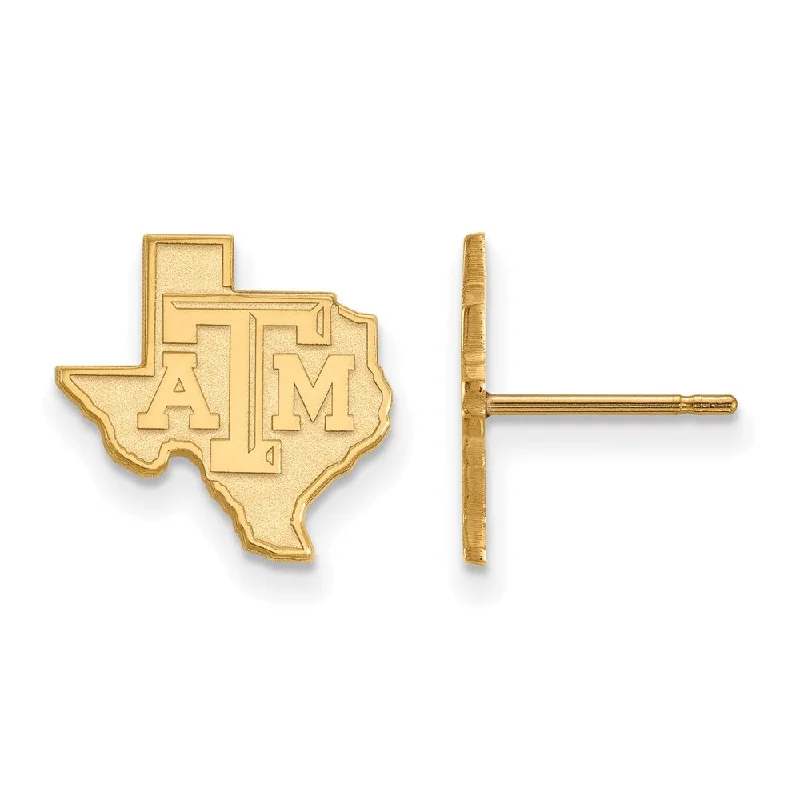 Ladies earrings gold styles-14k Yellow Gold Texas A&M University Small Logo Post Earrings