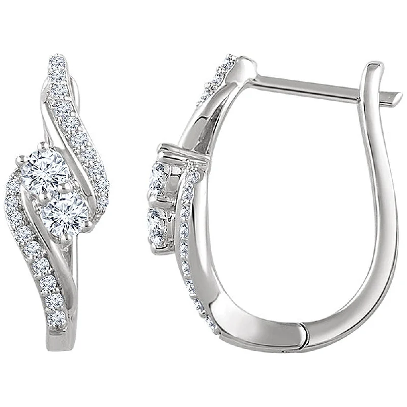 Ladies earrings limited editions-7 x 20mm 14k White Gold 5/8 CTW (H-I, I1) Diamond Two-Stone Earrings