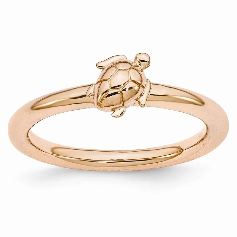 Ladies ring sale events-Rose Gold Tone Plated Sterling Silver Stackable 8mm Sea Turtle Ring