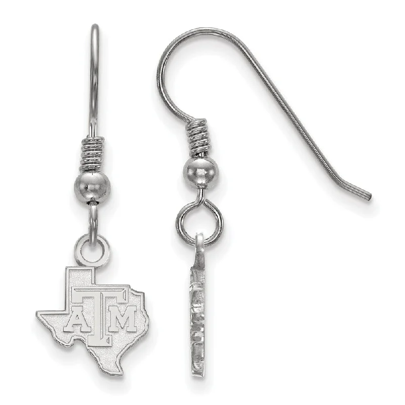 Ladies earrings minimalist trends-Sterling Silver Texas A&M Univ. XS (Tiny) Dangle Earrings