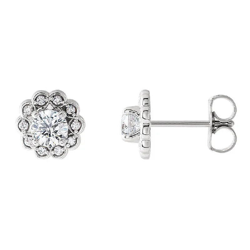 Ladies earrings price range-8mm Platinum 5/8 CTW (G-H, I1) Diamond Halo-Style Post Earrings