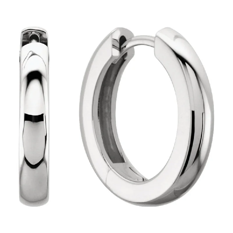 Ladies earrings girlfriend gifts-3 x 14mm (1/8 x 9/16 Inch) Platinum Hinged Round Hoop Earrings