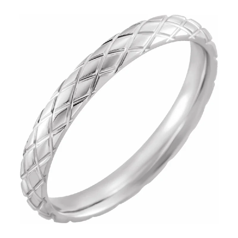 Ladies ring bohemian vibes-3mm Continuum Sterling Silver Crisscross Patterned Comfort Fit Band