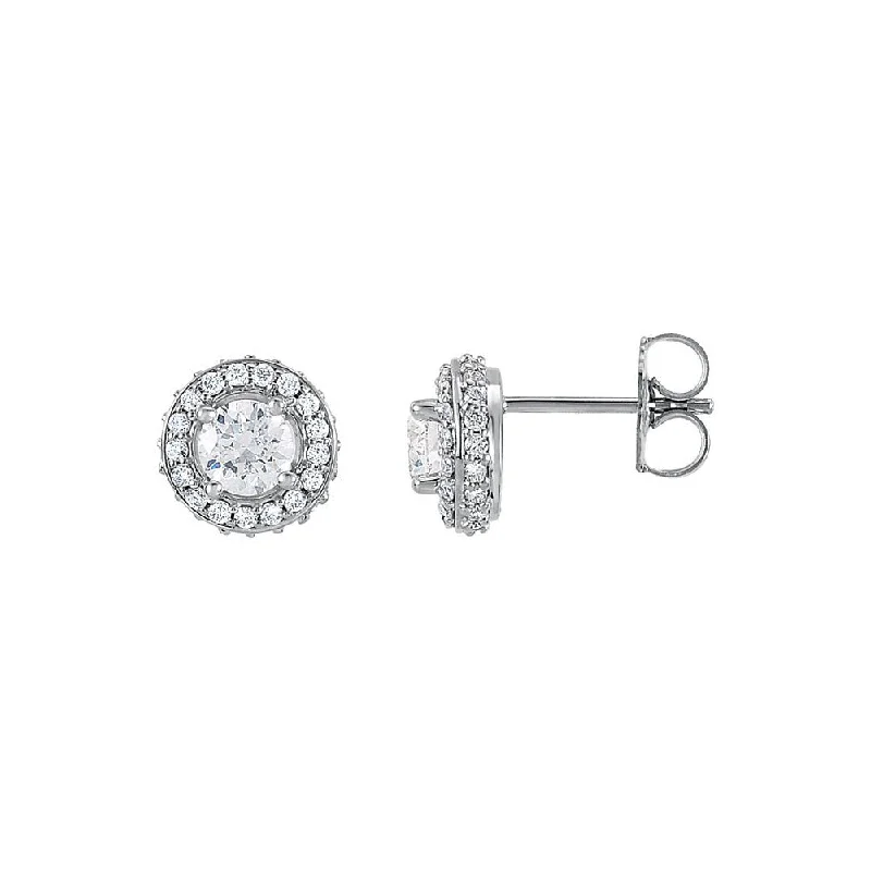 Ladies earrings party glamour-1 Cttw Diamond Entourage 8mm Post Earrings in 14k White Gold