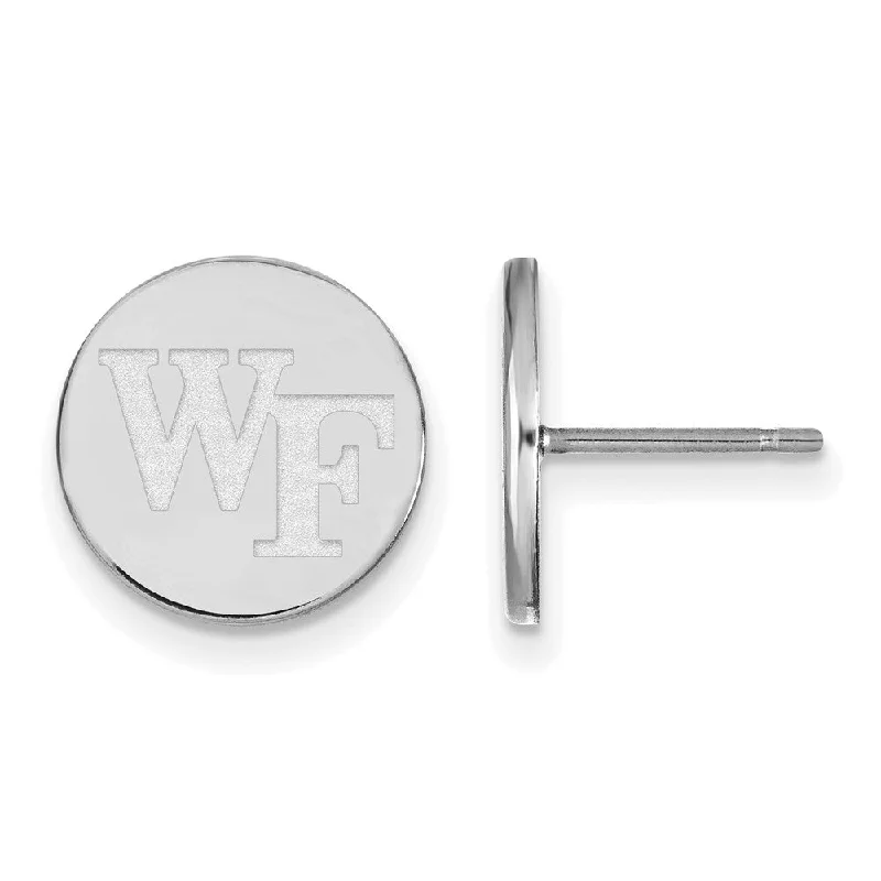 Ladies earrings sentimental value-Sterling Silver Wake Forest University Small Disc Earrings