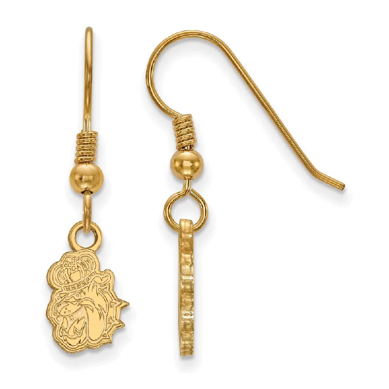 Ladies earrings mature appeal-14k Gold Plated Silver James Madison University Dangle Earrings