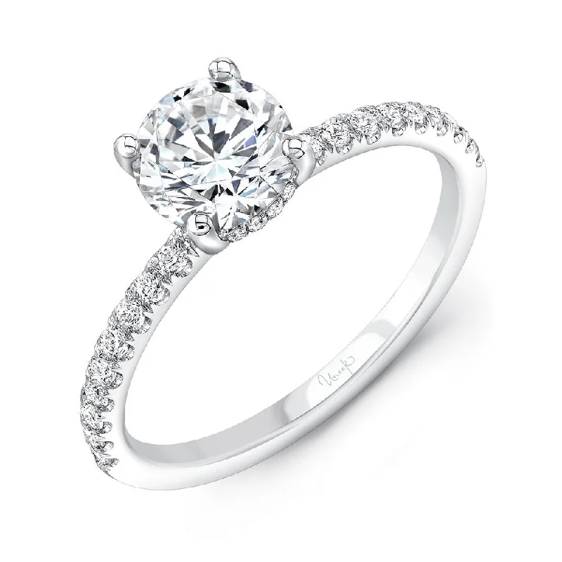 Ladies engagement rings warranty plans-Uneek Timeless Collection Under-Halo Round Engagement Ring