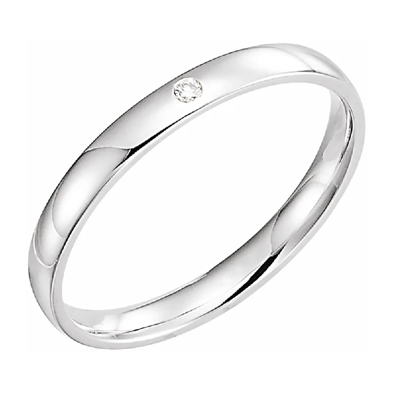 Ladies ring sapphire gems-2.5mm 14k White Gold .02 CT Diamond Half Round Comfort Fit Band