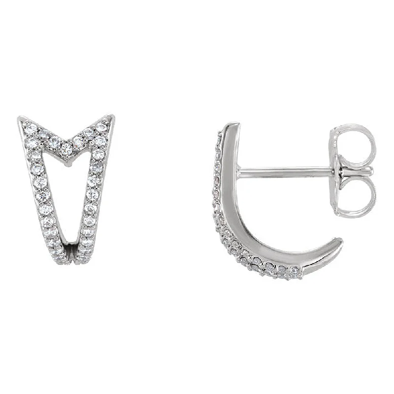 Ladies earrings Christmas styles-7 x 10mm 14k White Gold 1/6 CTW (G-H,I1) Diamond Arrow J-Hoop Earrings