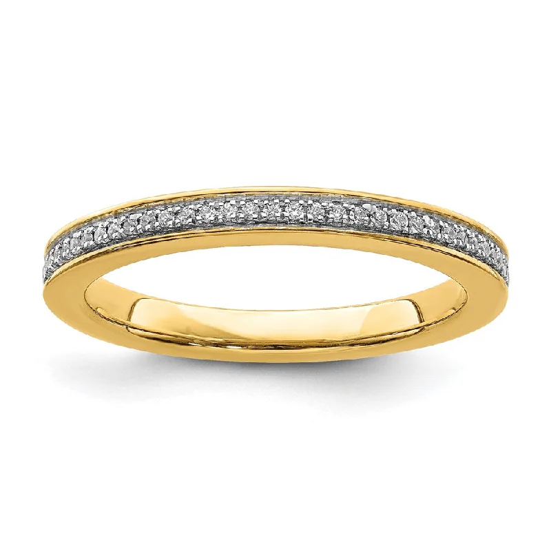 Ladies ring sale events-2.25mm 14k Yellow Gold 1/10 Ctw Diamond Stackable Band