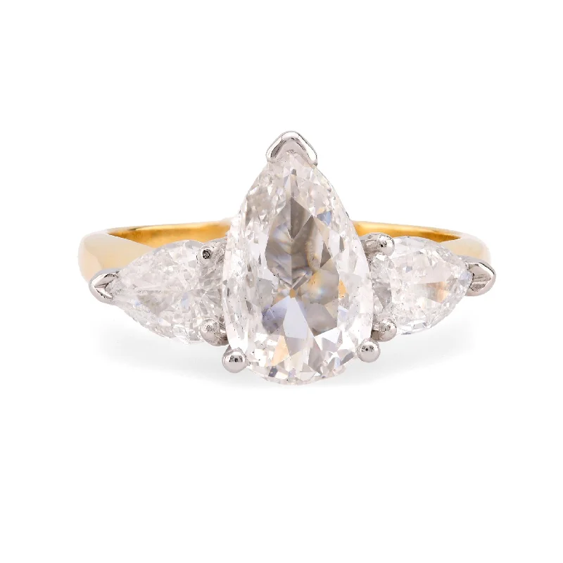 Ladies engagement rings global brands-GIA 1.01 Carat Pear Cut Diamond 18K Yellow Gold Engagement Ring