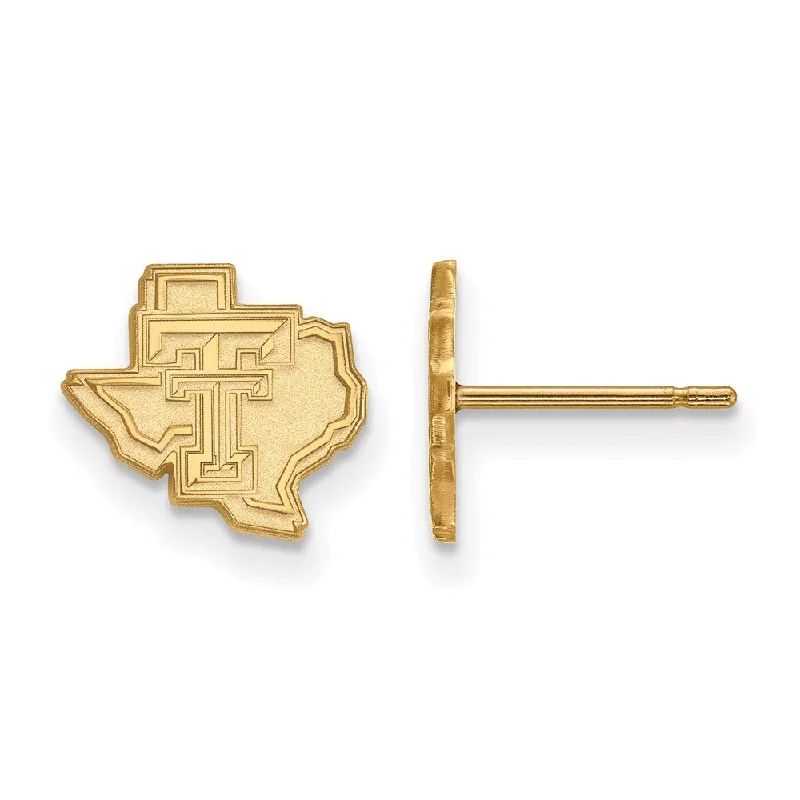 Ladies earrings price range-14k Gold Plated Silver Texas Tech University XS (Tiny) Post Earrings