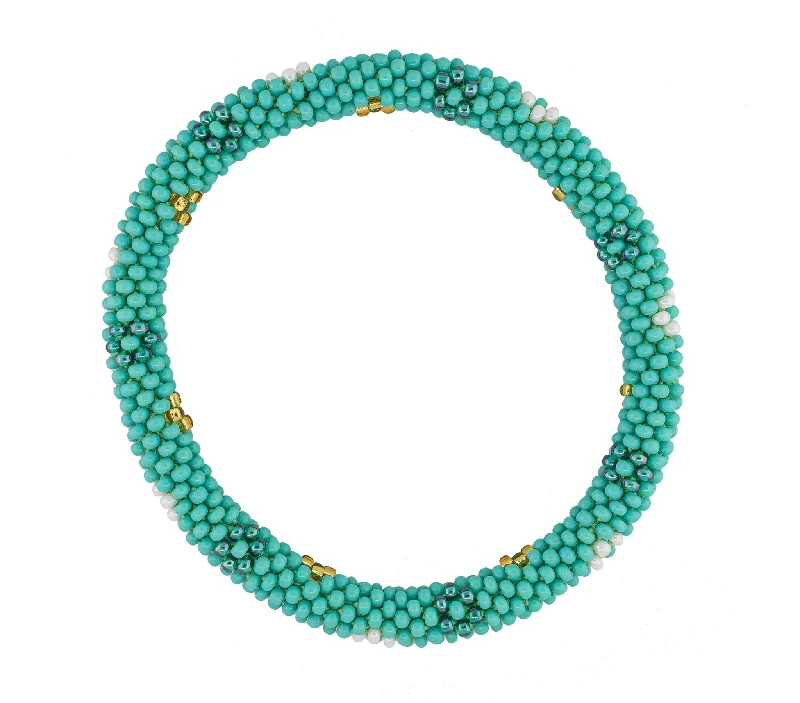 Ladies bracelets colorful gems-8 inch Roll-On® Bracelet <br> Aquamarine Flower