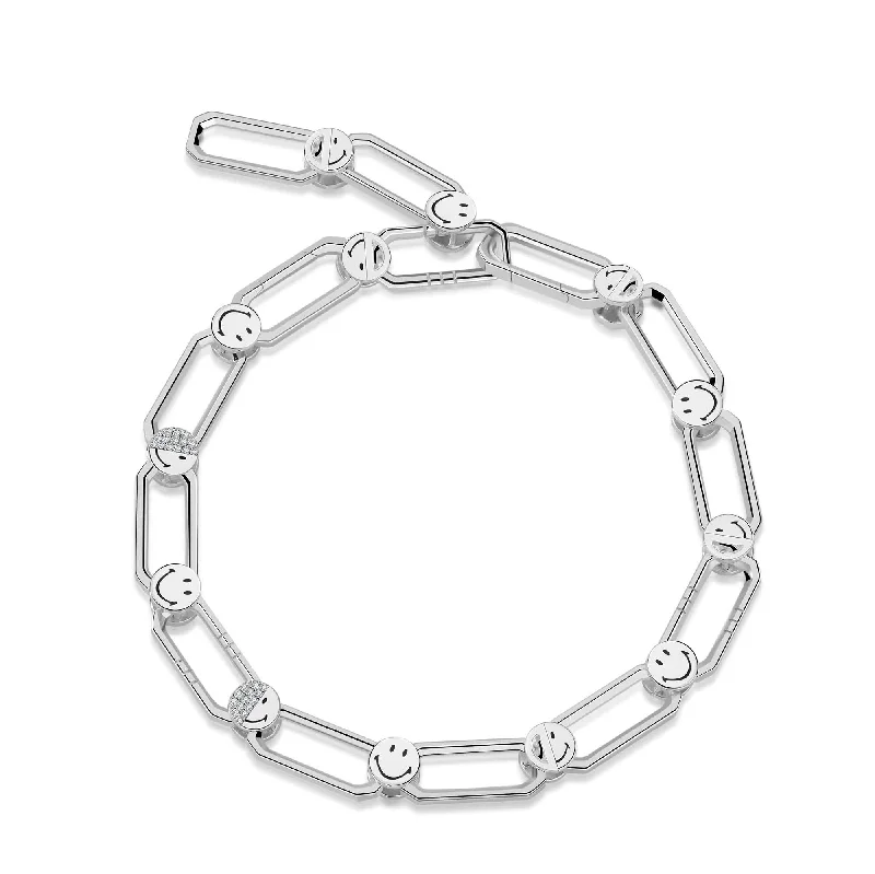 Ladies bracelets minimalist designs-KKLUExSMILEY® Silver Oliver Link Bracelet