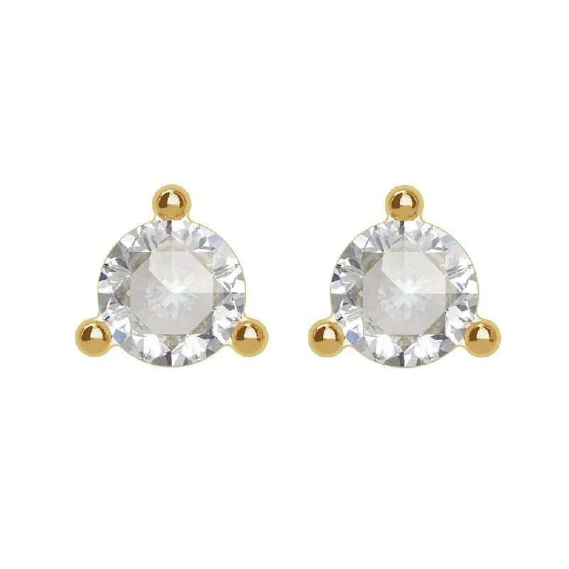 Ladies earrings engraved details-14k Yellow Gold Rose-Cut Diamond (VS2/SI1, G-H) Post Earrings