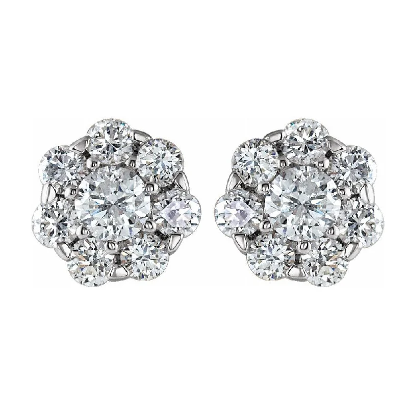 Ladies earrings holiday gifts-14K White Gold 3/8 CTW Diamond Cluster Stud Earrings, 5.5mm Diameter