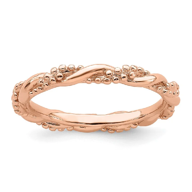 Ladies ring lightweight choices-2.25mm Sterling Silver 14k Rose Gold Plated Stackable Twist Band