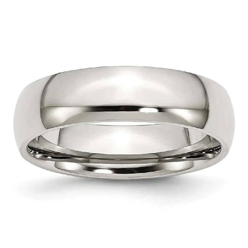 Ladies ring unique designs-Stainless Steel Domed 6mm Polished Comfort Fit Band