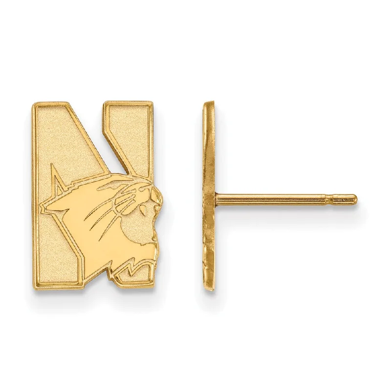 Ladies earrings gold-plated-14k Gold Plated Silver Northwestern University Post Earrings