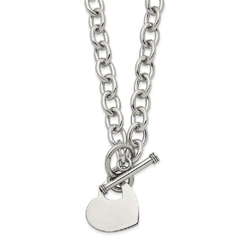 Ladies necklaces sentimental value-Stainless Steel Polished Heart Toggle Necklace