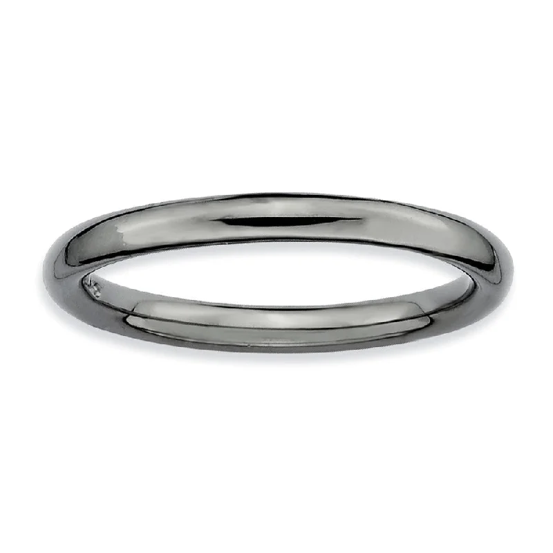 Ladies ring wedding accessories-2.25mm Black Ruthenium Plated Sterling Silver Stackable Polished Band