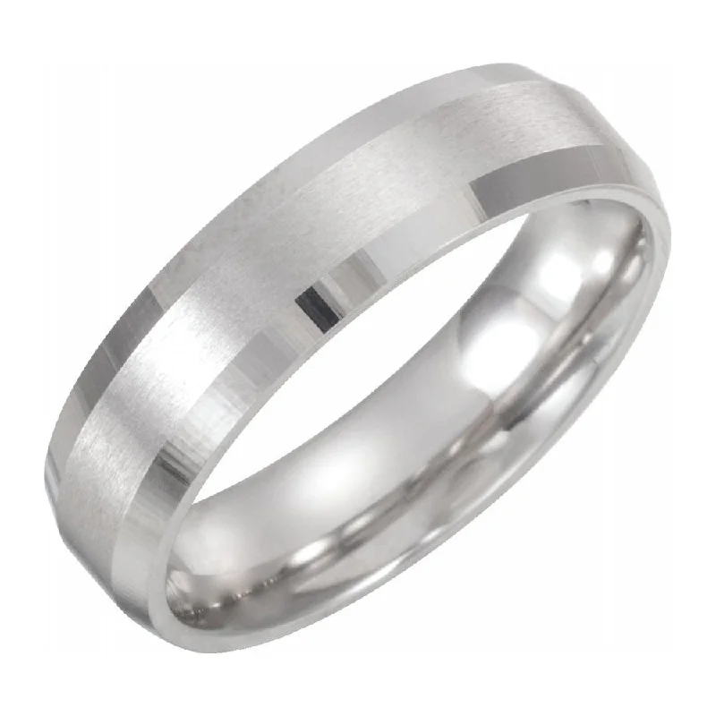 Ladies ring famous brands-6mm Continuum Sterling Silver Beveled Edge Satin Comfort Fit Band