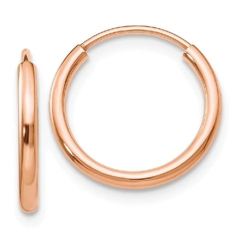 Ladies earrings sale events-1.5mm x 13mm 14k Rose Gold Polished Endless Tube Hoop Earrings