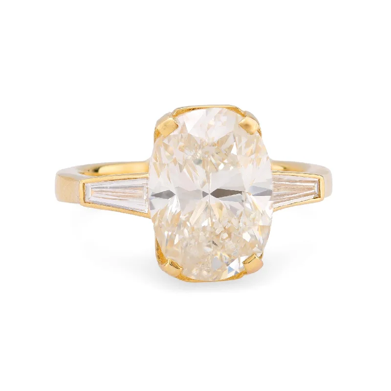 Ladies engagement rings white gold-GIA 5.03 carat oval cut diamond 18k yellow gold engagement ring