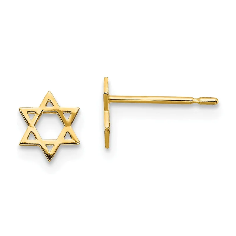 Ladies earrings limited editions-Kids 5mm Child's Star of David Post Earrings in 14k Yellow Gold