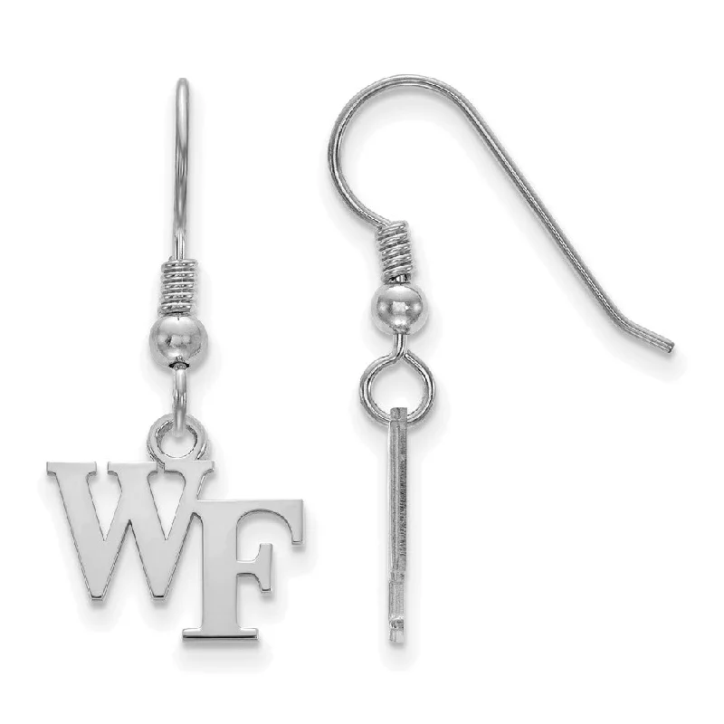 Ladies earrings natural stones-Sterling Silver Wake Forest University XS (Tiny) Dangle Wire Earrings