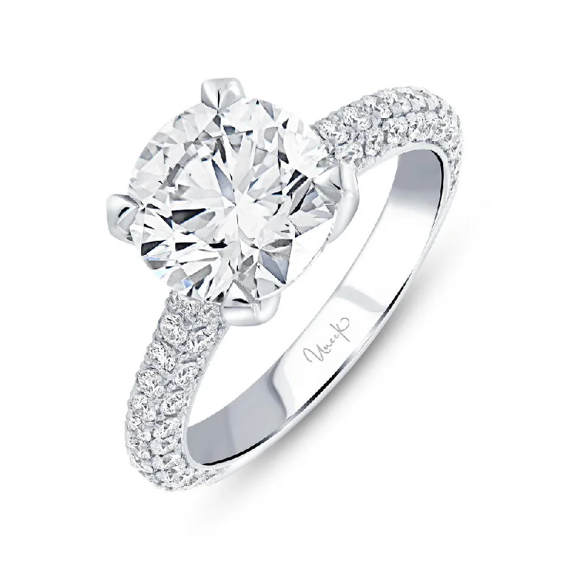 Ladies engagement rings limited editions-Uneek Signature Collection 3-Sided Round Diamond Engagement Ring