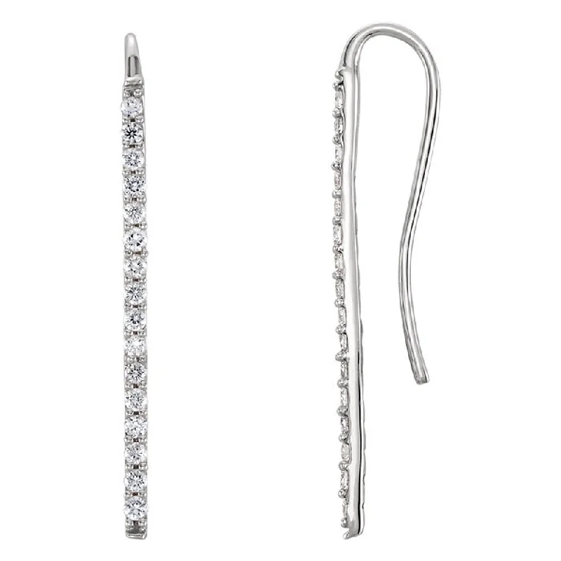 Ladies earrings retail stores-1.3 x 23mm Platinum 1/3 CTW (H-I, I1) Diamond Bar Earrings