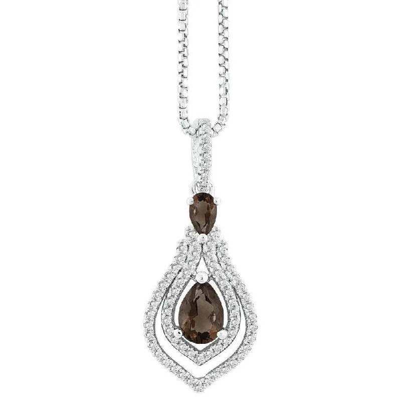 Ladies necklaces multi-strand-Sterling Silver .875cttw Double Pear with .552 ct White Topaz Necklace