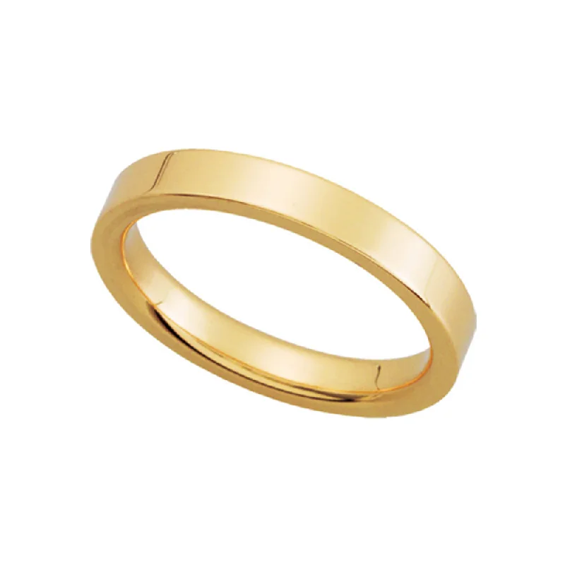 Ladies ring elegant styles-3mm Flat Comfort Fit Wedding Band in 14k Yellow Gold