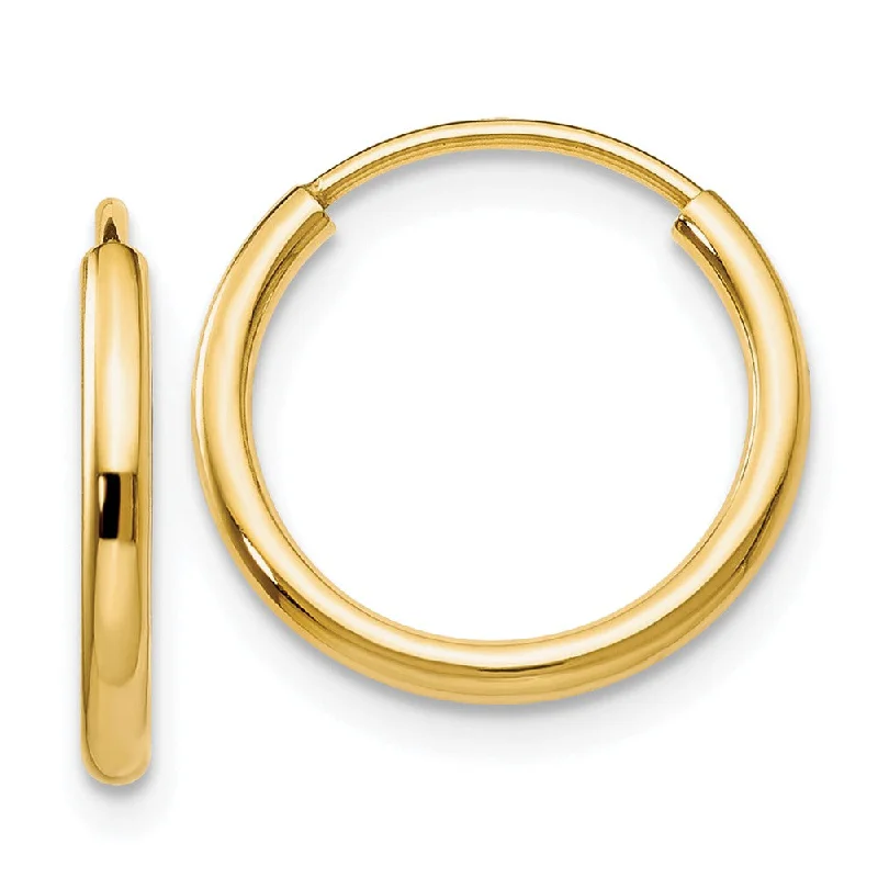 Ladies earrings sentimental value-1.5mm x 13mm 14k Yellow Gold Polished Round Endless Hoop Earrings