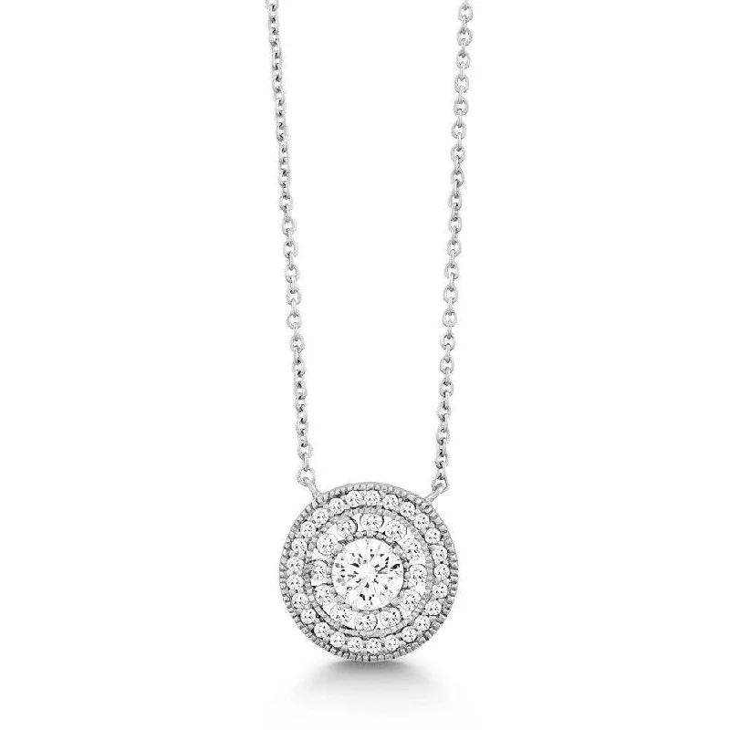 Ladies necklaces anniversary picks-Sterling Silver Round Micro Pave Necklace