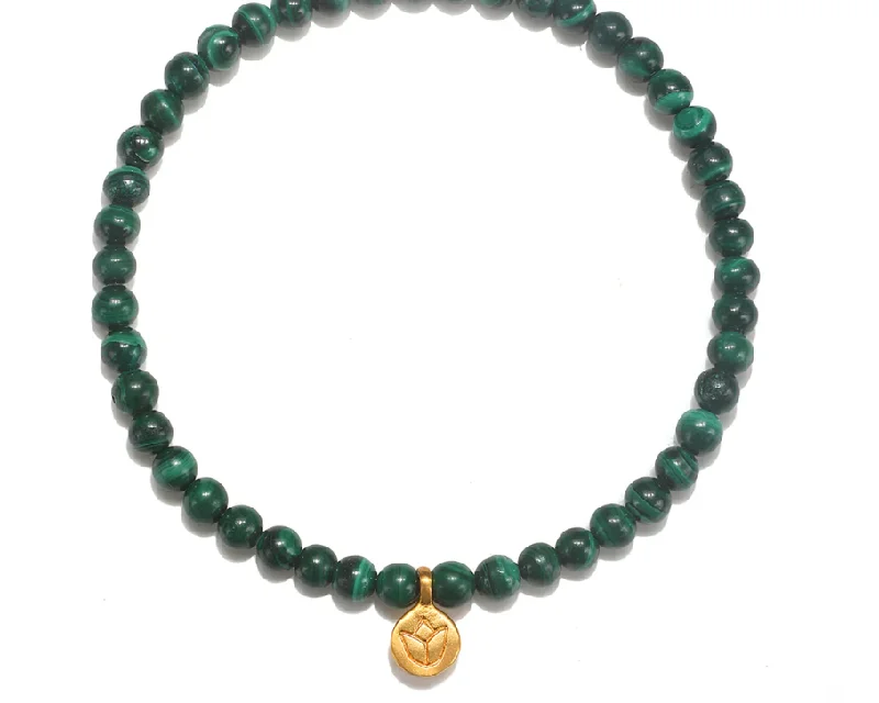 Ladies bracelets thin bands-MALACHITE LOTUS BRACELET