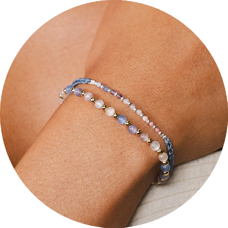 Ladies bracelets office wear-Optimism 4mm + Namaste Bracelet Stack