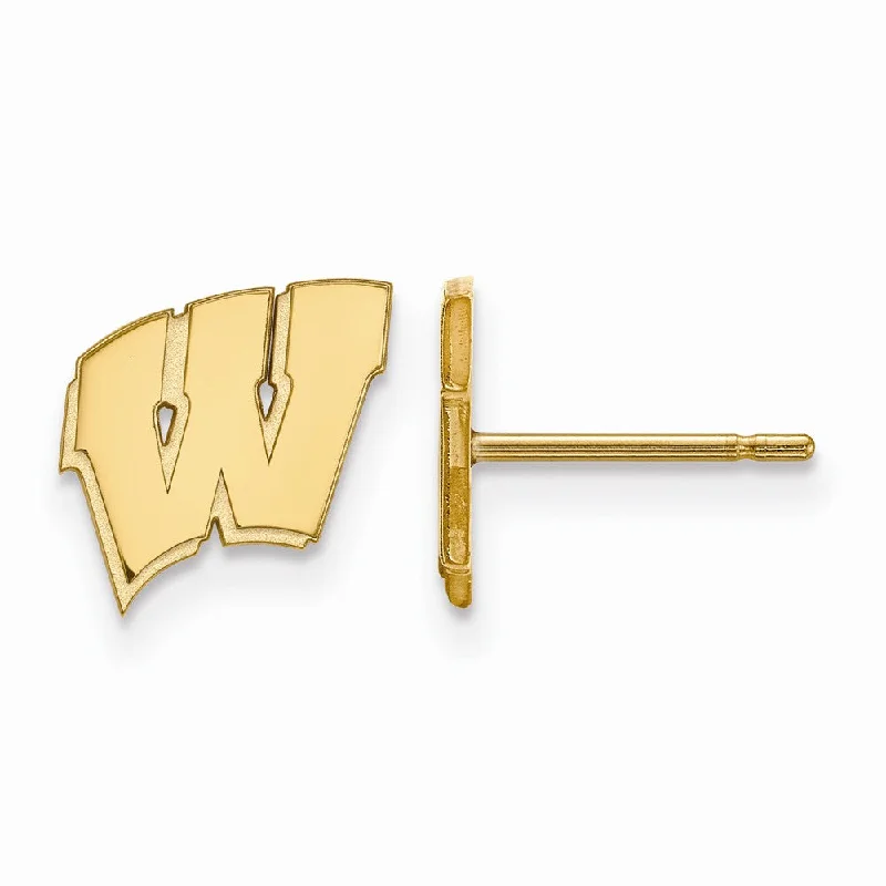 Ladies earrings retail stores-14k Yellow Gold University of Wisconsin XS (Tiny) 'W' Post Earrings