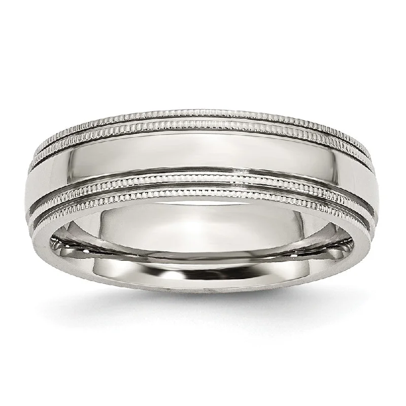 Ladies ring customer reviews-6mm Stainless Steel Double Grooved & Beaded Edge Standard Fit Band