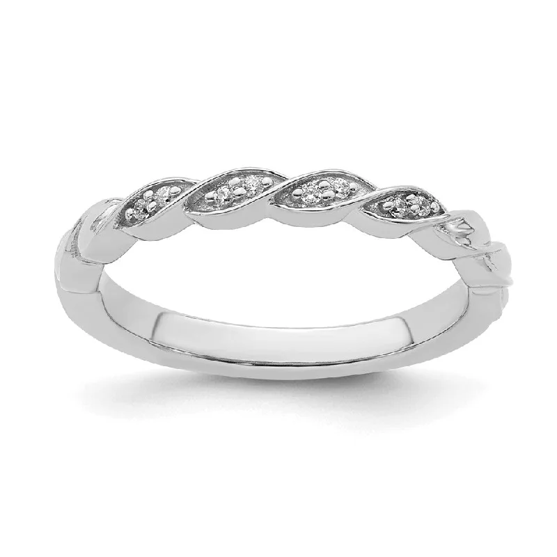 Ladies ring investment value-2.5mm 14k White Gold .04 Ctw Diamond Stackable Twist Band