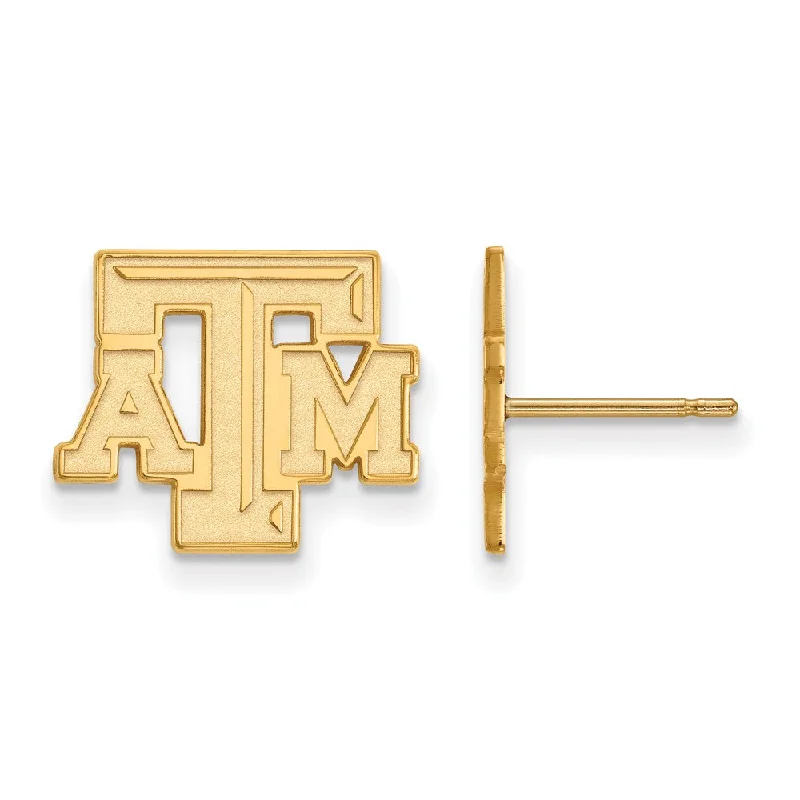 Ladies earrings sterling silver-10k Yellow Gold Texas A&M University Small 'ATM' Post Earrings