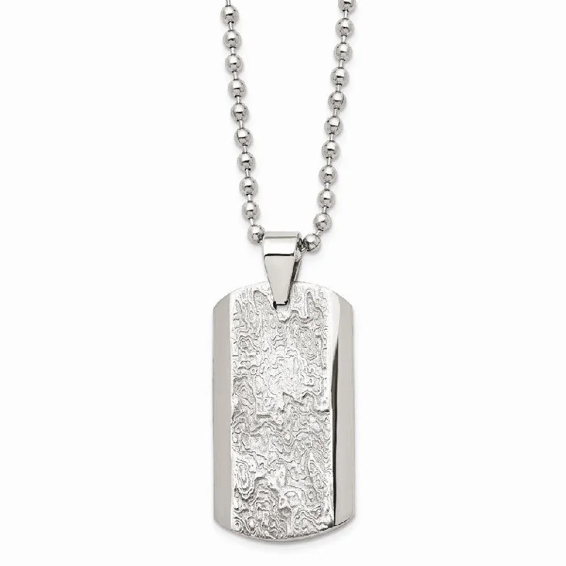 Ladies necklaces mature appeal-Stainless Steel Polished and Textured Necklace