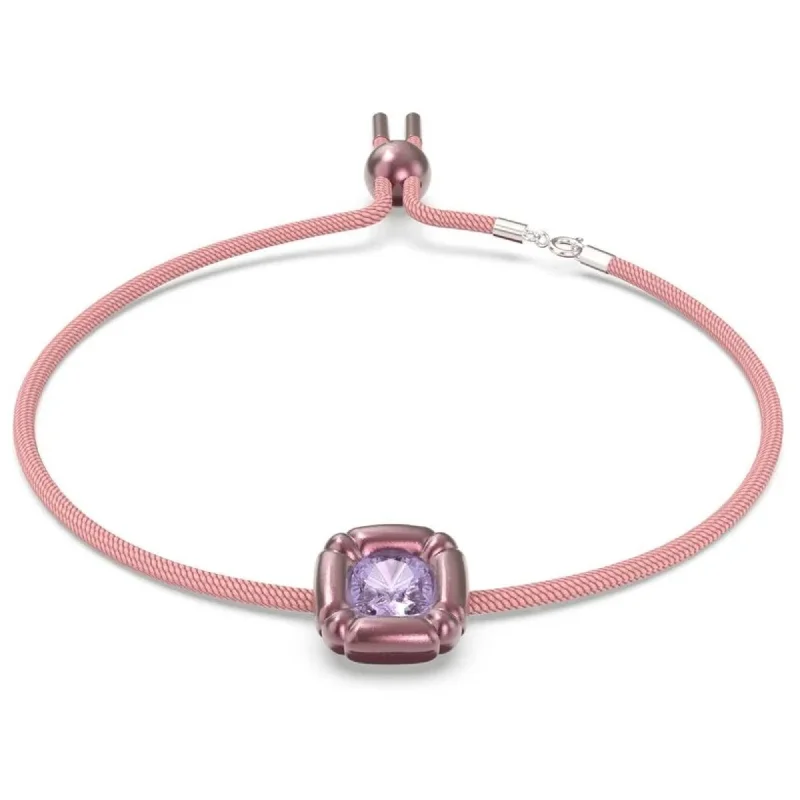 Ladies necklaces lightweight feel-Swarovski Women's Choker Necklace - Dulcis Pink Cord Purple Crystal | 5626400