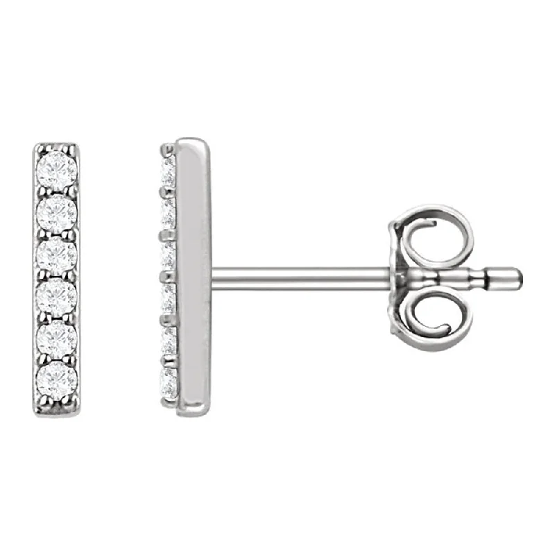 Ladies earrings social media trends-1.5 x 8.6mm 14k White Gold 1/10 CTW (H-I, I1) Diamond Bar Earrings