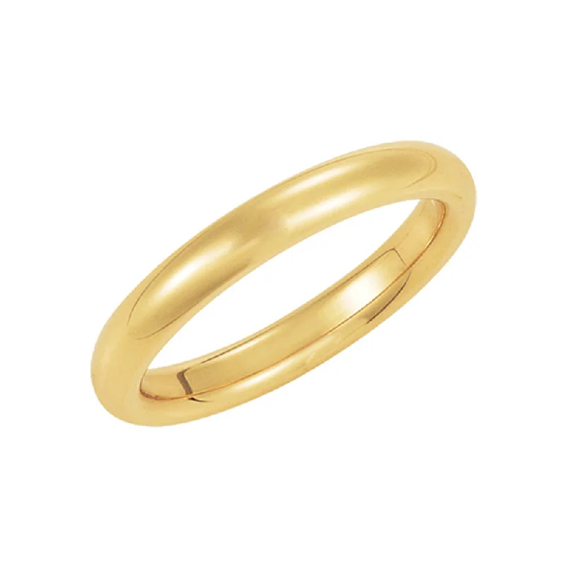 Ladies ring mature appeal-3mm Domed Comfort Fit Wedding Band in 14k Yellow Gold